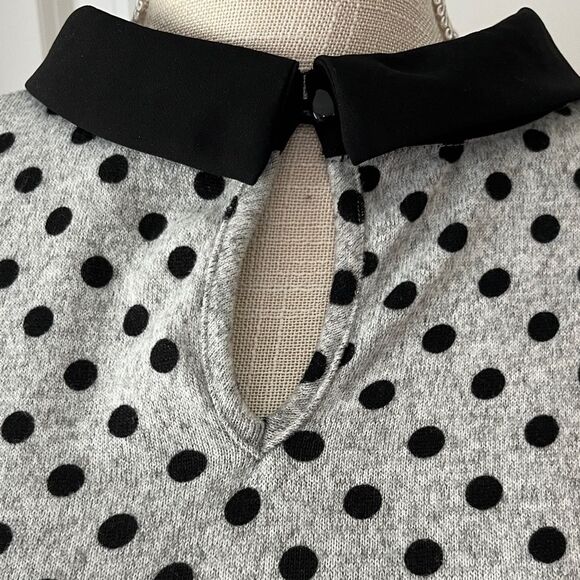 Faith and Joy
Monteau Black/Grey Polka Dot Sweater Peter Pan Collar Sheer - Picture 4 of 7